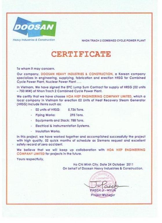 Doosan Certificate2     